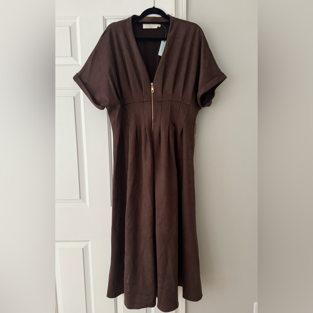 Anthropologie Brown Maxi Dress with Front Zip - Picture 6 of 14